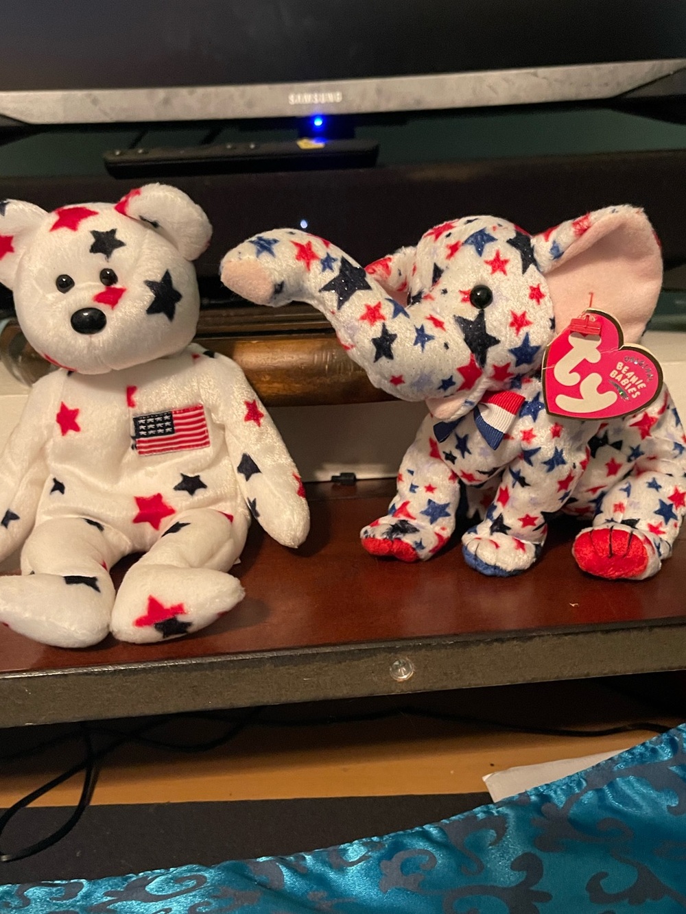 Ty Patriotic Star Bear & Elephant Plush Duo - Red, White, Blue
